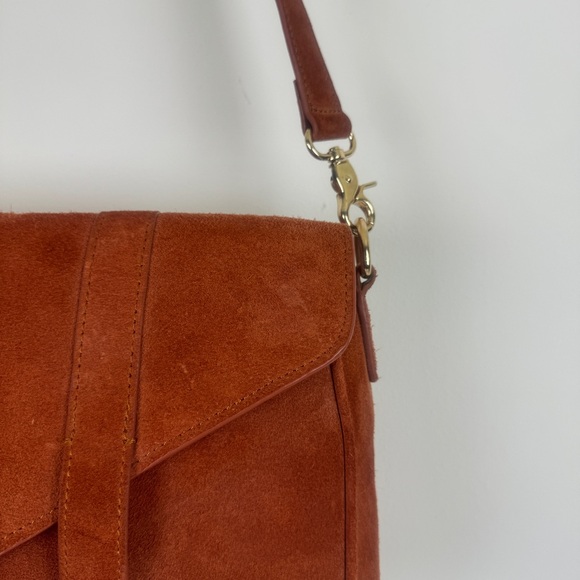 Women's Violetta Genuine Suede Messenger Bag Handbag Purse 13.5"x9"x4.5" Camel - Picture 10 of 16